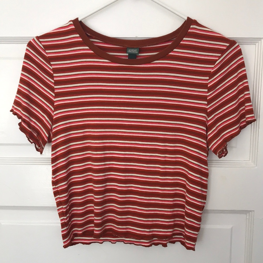 Wild Fable Red Striped Crop Top